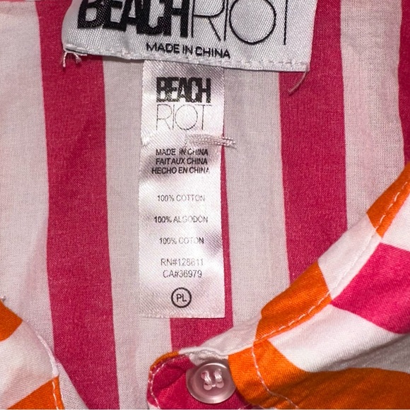 Beach Riot • Alexa Coverup Button Down Top Shirt Petite Large PL Sunset Stripes - Picture 6 of 8